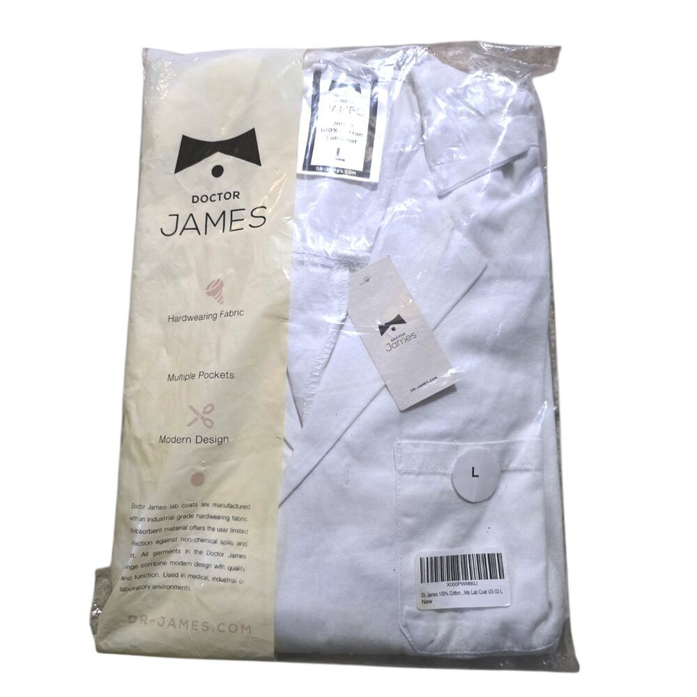 Dr. James Lab Coat Unisex Men Women Size L 100 Cotton NEW